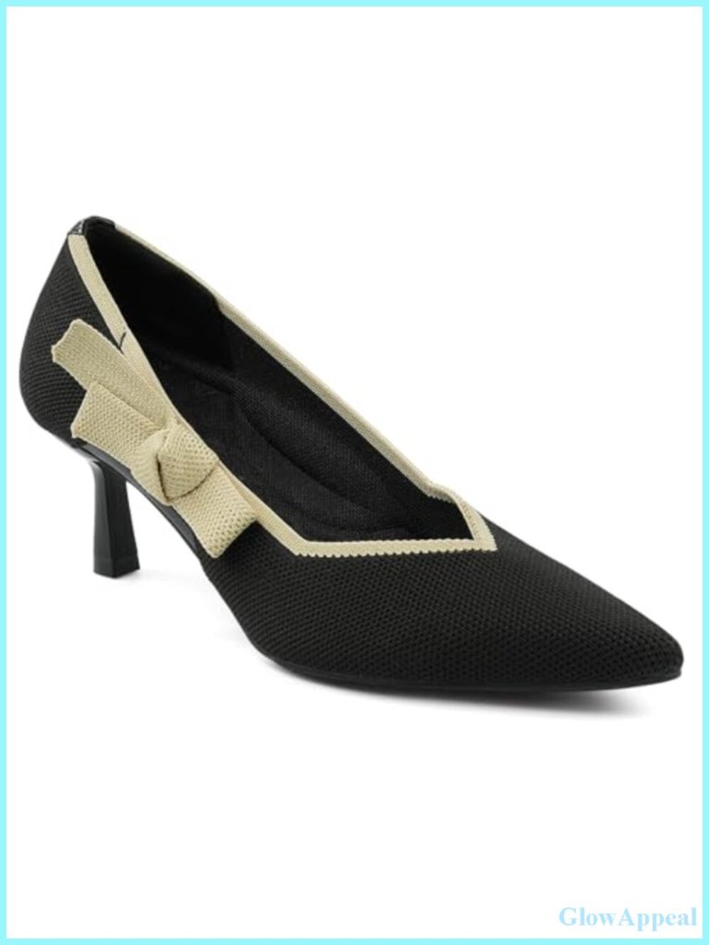 Kitten Heel Pumps Comfortable Knit Pointed Toe 2.1 Inch Dress Shoes